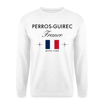 Perros Guirec Frankreich Koordinate Reise Souvenir - Unisex Pullover - Weiß - Vorne
