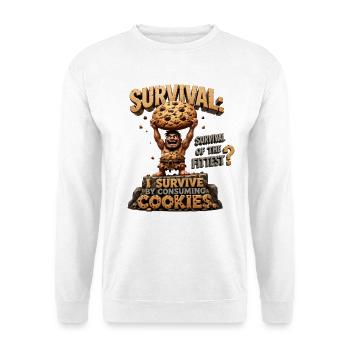 L’homme des cavernes avec des biscuits : Survie - Sweat-shirt Unisexe - blanc - Devant