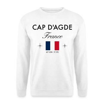 Cap d'Agde Frankreich Koordinaten Reise Souvenir - Unisex Pullover - Weiß - Vorne