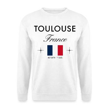 Toulouse, France, coordonnées Souvenir de voyage - Sweat-shirt Unisexe - blanc - Devant