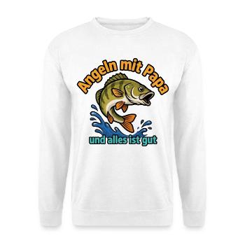 Pêcher avec papa – tout va bien - Sweat-shirt Unisexe - blanc - Devant