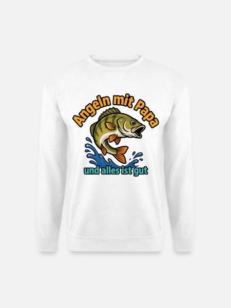 Fishing with dad – all is well - Unisex Sweatshirt - white