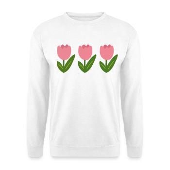Trois tulipes roses dans un style minimaliste - Sweat-shirt Unisexe - blanc - Devant