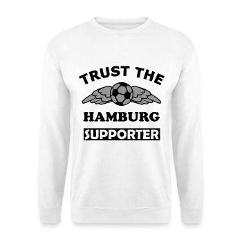 Flügel Fußball Emblem Hamburg - Unisex Pullover - Weiß - Vorne - Alina (178cm) & Michal (187cm)