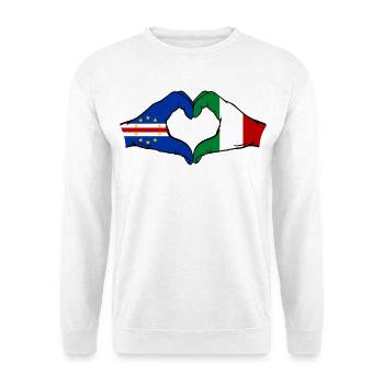Kap Verde Italien Flagge Hände Herzform - Unisex Pullover - Weiß - Vorne