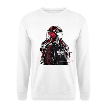 Cyberpunk Anime Hoodie - Unisex Sweatshirt - white - Front