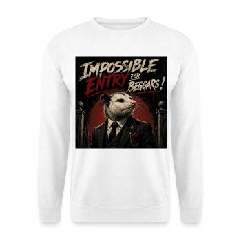 Unmöglicher Eintritt: Opossum im Anzug - Unisex Pullover - Weiß - Vorne