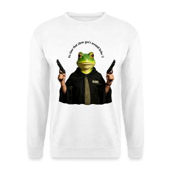 Frosch im Cape mit Pistolen - Unisex Pullover - Weiß - Vorne