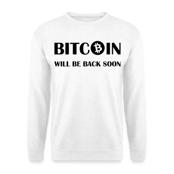 Simple Bitcoin Design - Unisex Pullover - Weiß - Vorne - Alina (178cm) & Michal (187cm)