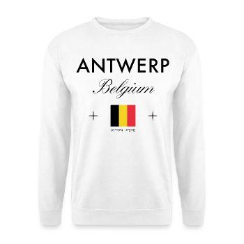 Antwerpen Belgien Koordinaten Reise Souvenir - Unisex Pullover - Weiß - Vorne