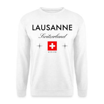 Lausanne Schweiz Koordinaten Reise Souvenir - Unisex Pullover - Weiß - Vorne