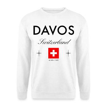 Davos Schweiz Koordinaten Reise Souvenir - Unisex Pullover - Weiß - Vorne