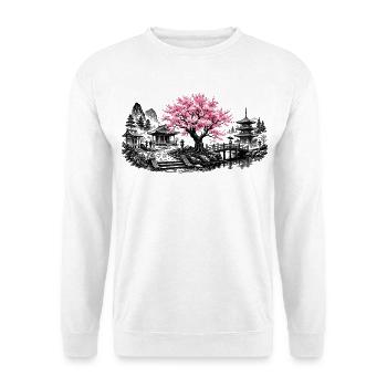 Japanese Cherry Blossom Temple Garden - Unisex Pullover - Weiß - Vorne