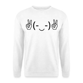 Émote ✌ de la paix (-‿-) ✌ Victoire Kaomoji - Sweat-shirt Unisexe - blanc - Devant