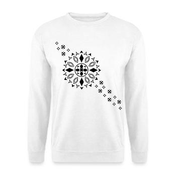 Fleur du Mandala Noir - Sweat-shirt Unisexe - blanc - Devant