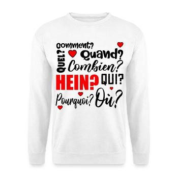 mots interrogatifs - français - Sweat-shirt Unisexe - blanc - Devant
