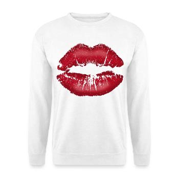 Lèvres embrassables avec ombre rouge rouge à lèvres - Sweat-shirt Unisexe - blanc - Devant