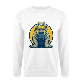 Walrus Kawaii Mascot Cartoon Clipart Logo Badge - Unisex Sweatshirt - white - Front
