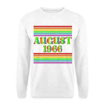 Geburtstag August 1966 - Regenbogen - Unisex Pullover - Weiß - Vorne