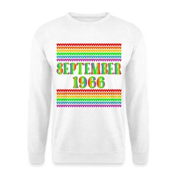 Regenbogen - 60. Geburtstag, Septermber 1966 - Unisex Pullover - Weiß - Vorne