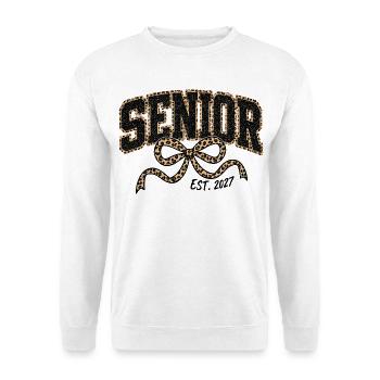 Senior Leopard Glitter Fliege - Unisex Pullover - Weiß - Vorne