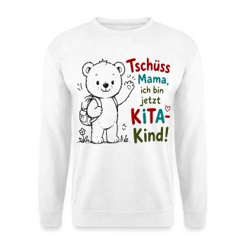 Kita Abschiedsbär mit Gruß - Unisex Pullover - Weiß - Vorne