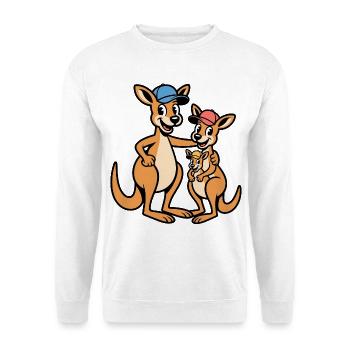 Kängarufamilie im Cap-Style - Unisex Pullover - Weiß - Vorne