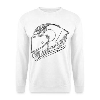 Schwarz Helm - Visier  - Unisex Pullover - Weiß - Vorne