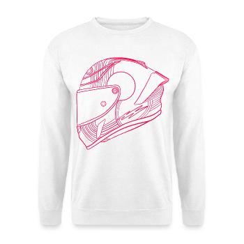 Neon Pink Helm - Visier - Unisex Pullover - Weiß - Vorne - Alina (178cm) & Michal (187cm)