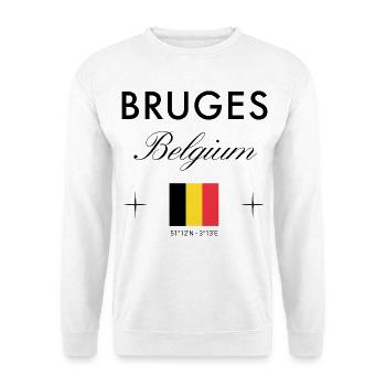 Brügge Belgien Koordinaten Reise Souvenir - Unisex Pullover - Weiß - Vorne