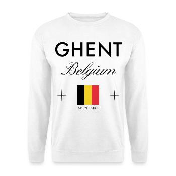 Gent Belgien Koordinaten Reise Souvenir - Unisex Pullover - Weiß - Vorne