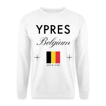 Ypres Belgium Coordinates Travel Souvenir - Unisex Sweatshirt - white - Front