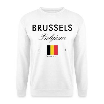 Bruessel Belgien Koordinaten Reise Souvenir - Unisex Pullover - Weiß - Vorne