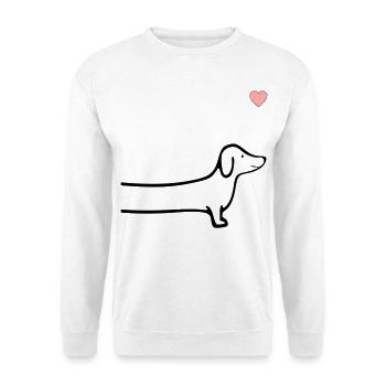 Dackel Herz Hunde - Unisex Pullover - Weiß - Vorne