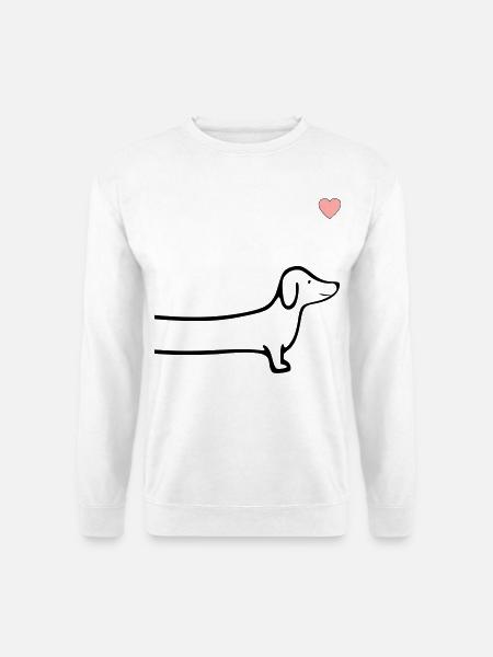 Chiens Cœur de teckel - Sweat-shirt Unisexe - blanc