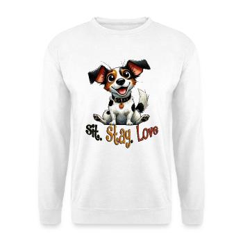 Sitz Bleib Liebe Jack Russell Welpenleben - Unisex Pullover - Weiß - Vorne