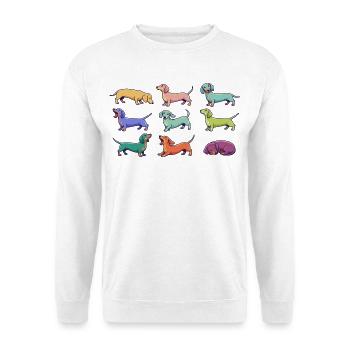 Bunte Dackel: Lustige Teckel Comic Hunde - Unisex Pullover - Weiß - Vorne