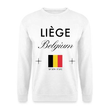 Liège Belgique Coordonnées Souvenir de voyage - Sweat-shirt Unisexe - blanc - Devant