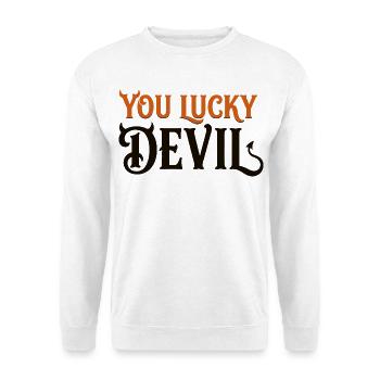Du Glücklicher Teufel – Lustiges Teufels-Halloween-T-Shirt - Unisex Pullover - Weiß - Vorne