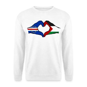 Kap Verde Palaestina Flagge Hände Herzform - Unisex Pullover - Weiß - Vorne