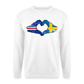 Kap Verde Schweden Flagge Hände Herzform used - Unisex Pullover - Weiß - Vorne