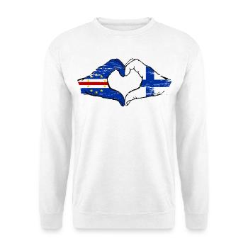 Kap Verde Finnland Flagge Hände Herzform used - Unisex Pullover - Weiß - Vorne