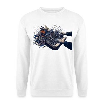 Abstract floral keyboard and sound energy - Unisex Sweatshirt - white - Front