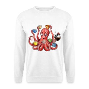 Tired octopus needs coffee - Unisex Sweatshirt - white - Front