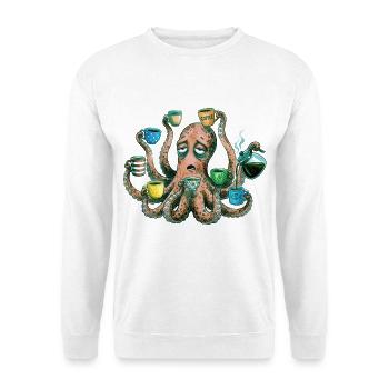 Müder Krake braucht Kaffee - Unisex Pullover - Weiß - Vorne