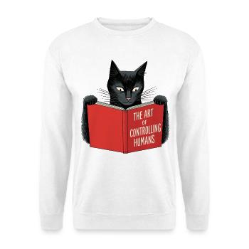 Chat noir lit livre rouge - Sweat-shirt Unisexe - blanc - Devant