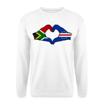 Kap Verde Südafrika Flagge Hände Herzform - Unisex Pullover - Weiß - Vorne