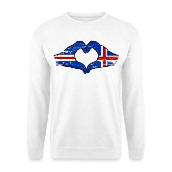 Kap Verde Island Flagge Hände Herzform used - Unisex Pullover - Weiß - Vorne