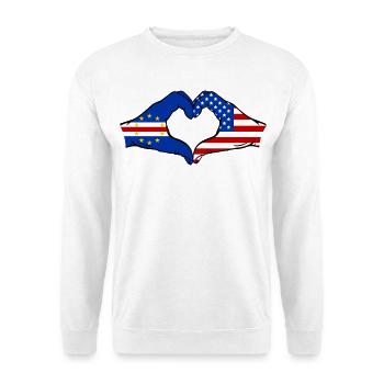 Kap Verde USA Flagge Hände Herzform  - Unisex Pullover - Weiß - Vorne