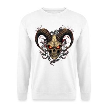 Infernal skull with horns - Unisex Sweatshirt - white - Front